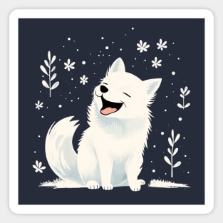 White Winter Fox Graphic Smiling Happy Magnet